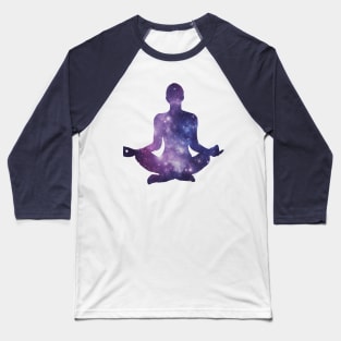 Meditation in Space Purple Lotus Pose Baseball T-Shirt